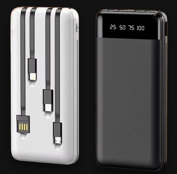 NeverDark 20000mAh Power Bank — Built-In Cables | Never Lose Your Charger Again
