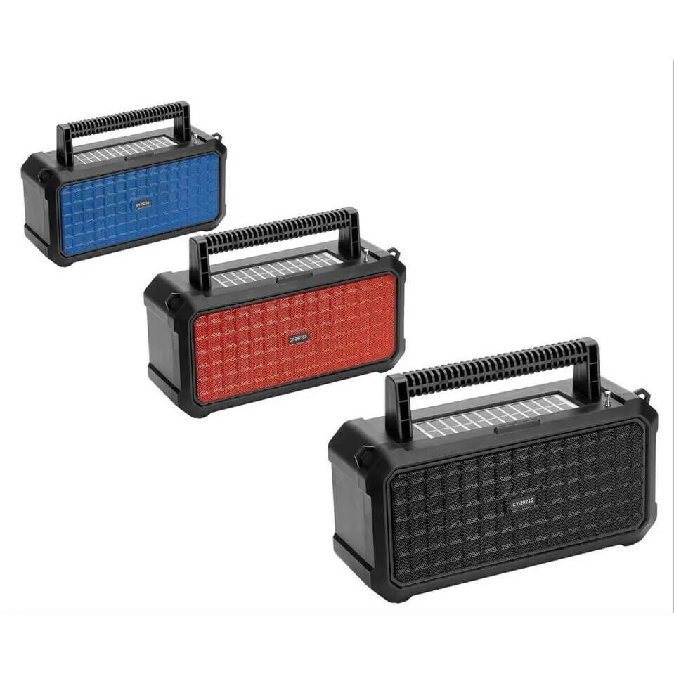 NeverDark 5-in-1 Solar Radio Speaker — FM Radio + Bluetooth + Torch + Power Bank + Solar