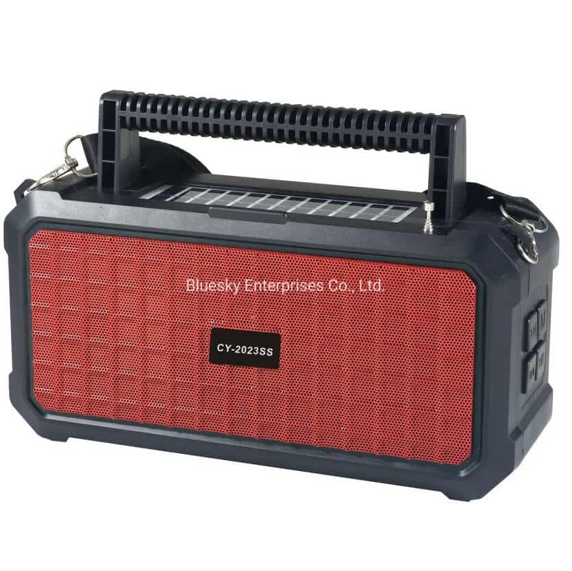 NeverDark 5-in-1 Solar Radio Speaker — FM Radio + Bluetooth + Torch + Power Bank + Solar